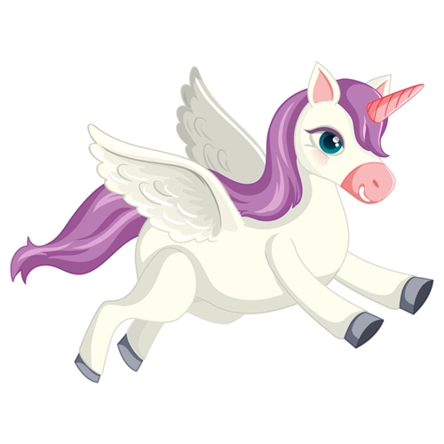 Wings and Pink Horn Unicorn Transparent Sticker